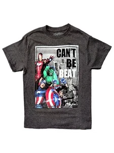 Avengers Boys Heather Gray Super Hero "Can't Be Beat" T-Shirt Tee Shirt 10/12 - Picture 1 of 1