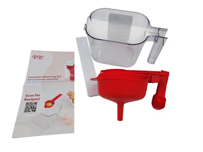 Rise by Dash 15 Pieces Essentials Measuring Cup + Spoon Set Plastic Clear/Red - Image 1 of 4