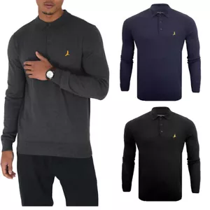 BRAVE SOUL Mens Polo T Shirts Collared Long Sleeve Classic Cotton Golf Tee NEW - Picture 1 of 9