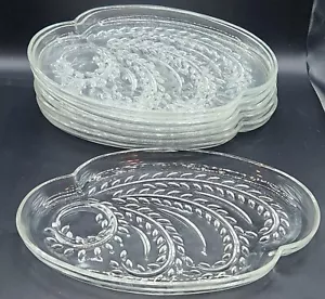 Federal Glass Homestead Hospitality Snack Plates Wheat Pattern Set of 6 Vintage - Picture 1 of 4