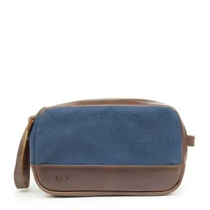 Bolsa de inodoro doble con hebilla y costura - lona azul - Imagen 1 de 2