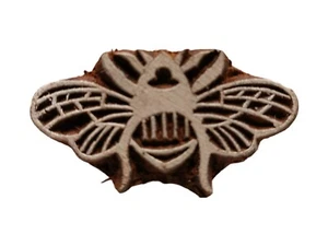 Honey Bee Stamp 5.7cm x 3cm Indian Hand Carved Wooden Printing Block - Picture 1 of 3