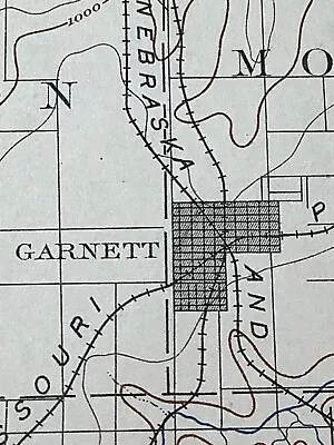 original 1906 USGS map of Garnett, Lane, Blue Mound, Geneva, KS - Image 1 of 4