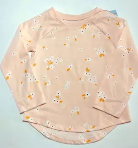 Cat & Jack Kleinkind Mädchen Langarm weiß Blumendruck Top 3T Neu mit Etikett hellrosa - Bild 1 von 2