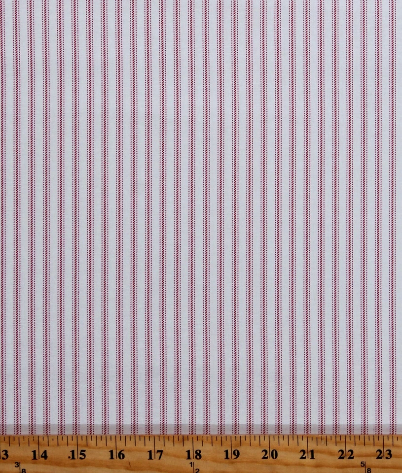 Хлопчатобумажные красные тикающие полоски швы ткань для домохозяек принт в ярдах D143.22 - Изображение 1 из 1