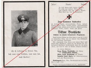 Sterbebild 2. WK Schütze in Inf.-Regt. gefallen 1942 im Osten wh. Rehlingen Saar - Bild 1 von 1