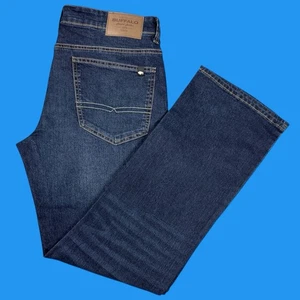 Pantalones de mezclilla Buffalo David Button para hombre talla 34x30 bota ajustada king azul oscuro - Imagen 1 de 23