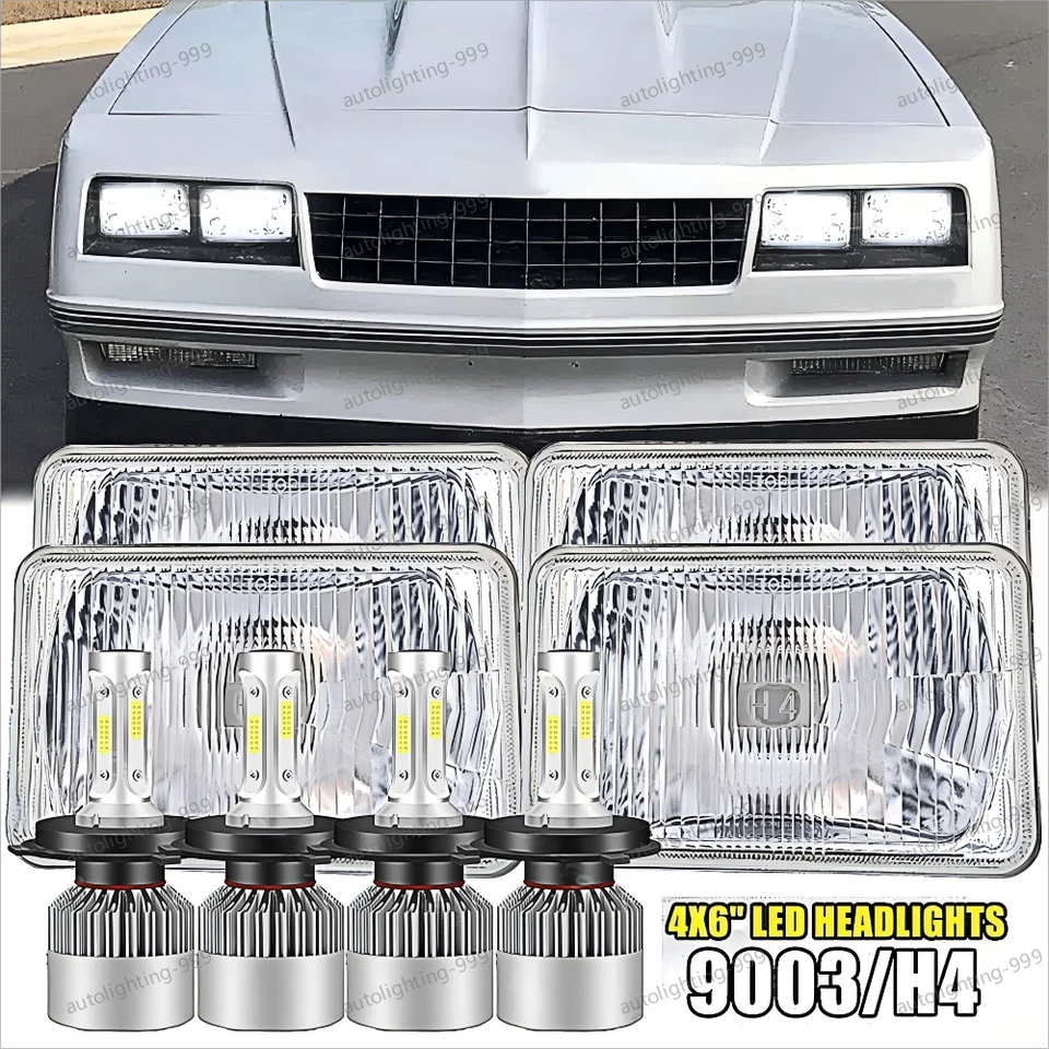 Fit Chevrolet Monte Carlo SS 1980-1988 4PCS 4x6" LED Headlights DRL Hi/Lo - Image 1 of 4