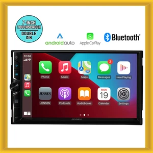 Jensen 7" 2 DIN Touchscreen Multimedia Receiver w/ Apple CarPlay & Android Auto - Picture 1 of 5