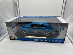 Maisto Special Edition Volkswagen Kafer Beetle 1955 Blue 1/18 Scale in Box - Picture 1 of 14