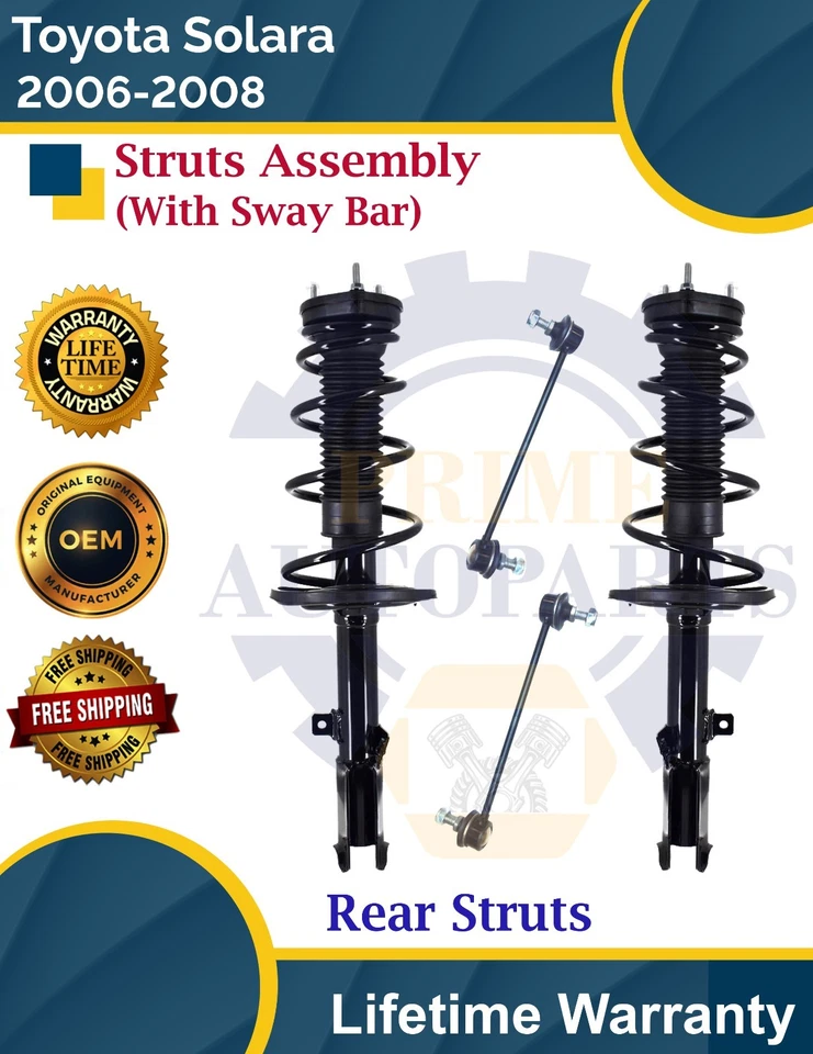 Puntales traseros con barra estabilizadora para Toyota Solara 2006-2008 2,4 L 3,3 L garantía de por vida Foto 1 de 4