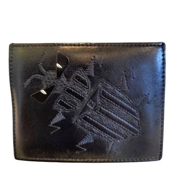Porta-Cartão Fendi Monster Superbug Padrão Inseto Couro Preto H8xW10cm - Imagem 1 de 4