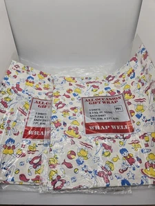 Vintage 70er 80er WrapWell Geschenkpapier für alle Anlässe Kinder Strandspielzeug Hunde 2 Blatt - Bild 1 von 5
