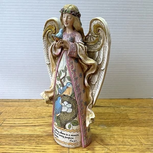 Roman Inc Resin Carved Angel Figure Blue Robin Hand Painted Ecclesiastes 3:1 - Picture 1 of 15
