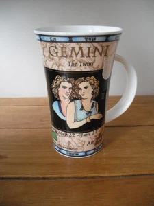 DUNOON ZODIAC GEMINI FINE BONE CHINA LARGE LATTE MUG 6" TALL DESIGN BY JACK DADD - Picture 1 of 6