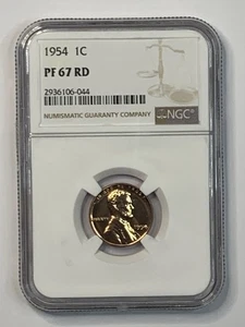1954 1c Lincoln Wheat Cent Penny Proof NGC PF67 RD**KRXHX044 - Picture 1 of 4