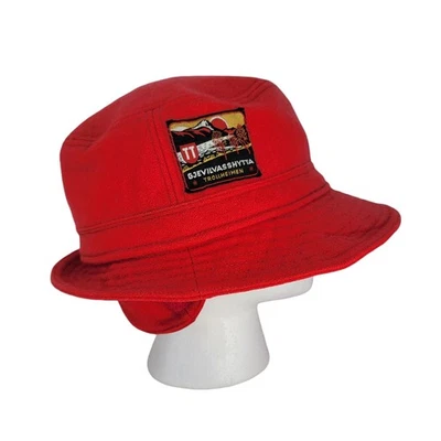 Sombrero de invierno Tilley Durables mezcla de lana rojo 7 1/2 parche Gjevilvasshytta Noruega Foto 1 de 4