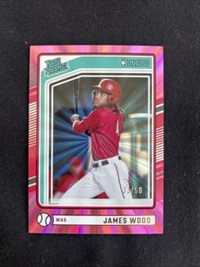 2024 Donruss Rated Prospect Pink Laser #187 James Wood Nationals 33/50 - Picture 1 of 5