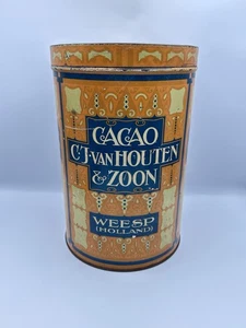 Large A C J Van Houston & Zoon Weesp Holland Cacao Tin. Lovely Vintage Piece - Picture 1 of 7