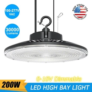 200W LED High Bay Shop Lights 5000K for Shopping Mall Warehouse GYM Garage Lamp - Picture 1 of 14