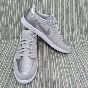 Nike Air Jordan 1 Retro Bajo OG Entrenadores Para Hombre Talla UK 15 EU 50.5 Gris y Plata - Imagen 1 de 7