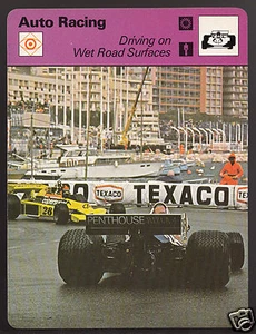 1977 MONACO GRAND PRIX Driving Wet Surfaces Rupert Keegan 1978 SPORTSCASTER CARD - Picture 1 of 1