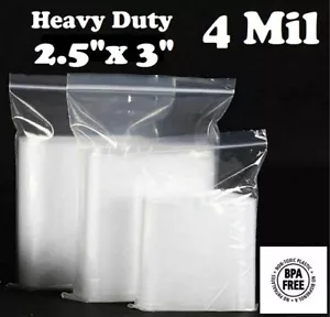 100- 2,5"x 3" SIGILLO ZIP CHIUSURA SUPERIORE SACCHETTI TRASPARENTI 4 MIL PLASTICA RICHIUDIBILI MINI SACCHETTI - Foto 1 di 1
