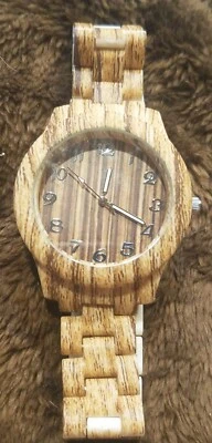 Women Fashion Simulated Wood Style Watch.  Waterproof Faux Leather FREE SHIPPING - Image 1 of 3