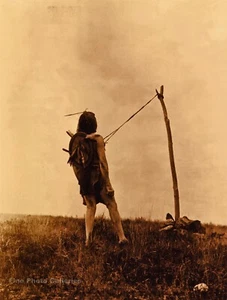 Vintage EDWARD CURTIS American Indian Apsaroke Sun Ritual GOLDTONE Photo 12x16 - Picture 1 of 1