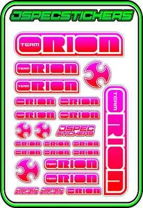 TEAM ORION RC STICKERS ESC MOTOR BRUSHLESS VORTEX CAR BUGGY JSPEC PINK RED WHITE - Picture 1 of 8