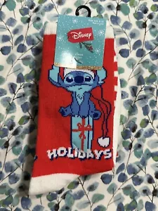 Disney Lilo & Stitch Happy Holidays Crew 3 Pairs Of Socks - Picture 1 of 4