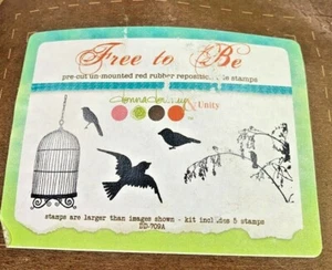 New Rubber Stamp Birds On Branch Birdcage Flying Unity Stamp Company Free To Be - Picture 1 of 5