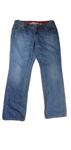 Tommy Hilfiger Women Relaxed Fit Jeans Stone Wash Boot Cut Size 16 Plaid Pockets - Picture 1 of 12