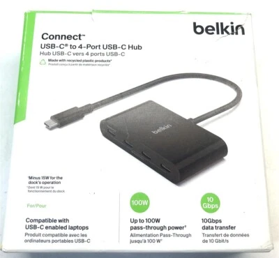 Belkin Connect 4-Port USB-C Hub 3.2 Gen 2 - Black AVC018btBK - Image 1 of 4