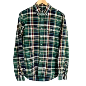 Ralph Lauren Button Down Shirt Mens Size M Slim Fit Green Plaid Holiday Preppy - Picture 1 of 10