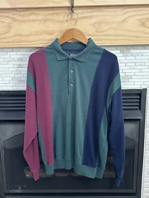 Vintage 90s MEMBERS ONLY Rugby Polo shirt L Long Sleeve Colorblock Size Large - Image 1 of 4