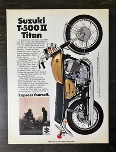 Vintage 1969 Suzuki T-500 II Titan Motorcycle Full Page Original Ad - Picture 1 of 1