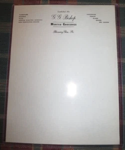 Vintage G G BISHOP Montco Groceries Letterhead BLOOMING GLEN PA Perkasie 1940s ? - Picture 1 of 2