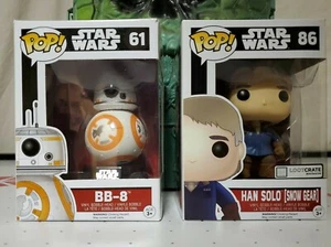 Funko Pop Star Wars BB-8 #61 y Han Solo (equipo de nieve) #86 Lootcrate Exclusivo - Imagen 1 de 9
