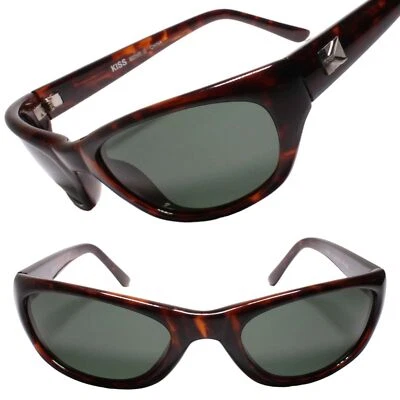 Gafas de sol genuinas vintage con marco envolvente de templo con acento metálico tortuga rectangular Foto 1 de 3