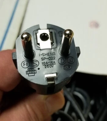 I-SHENG  SP-022 Euro Plug Electri-Cord #ECM-13018-Black **NEW** - Image 1 of 4