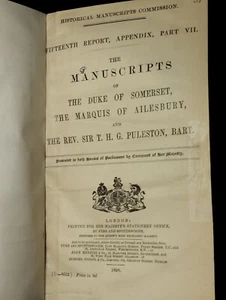 15th Report Manuscripts of the Duke of Somerset, the Marquis of Ailesbury, 1898 - Picture 1 of 5