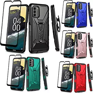 For Nokia G400 5G Case w/ Temper Glass Holster Kickstand Shockproof Phone Cover - Picture 1 of 19