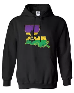 Felpa con cappuccio unisex Martedì Grasso Louisiana Fleur De Lis New Orleans - Foto 1 di 9