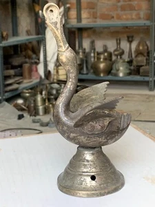 Vintage Rare Hand Crafted Brass Swan Spreading Wings Figurine Lamp Table Decor - Picture 1 of 9