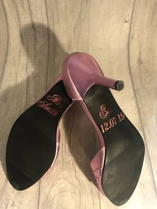 Zum Selbermachen personalisierte ROSEGOLD Hochzeit Schuh Aufkleber Abziehbild Name Frau Sticker - Bild 1 von 1