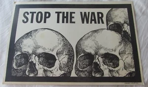 VERY RARE 1970 Anti-Vietnam War Poster – Protest Skull Graphic Political Art - Picture 1 of 11