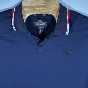Nick Danger Polo Shirt Mens XL Short Sleeve Navy Blue Cotton/Spandex - Picture 1 of 5