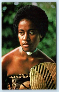 A Fijian Marama Tapa Cloth Portrait FIJI Postcard - Picture 1 of 2