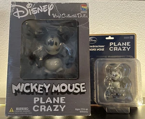 RARE 2002 6" & 3” MICKEY MOUSE PLANE CRAZY VINYL DISNEY COLLECTIBLE MEDICOM TOY - Picture 1 of 5